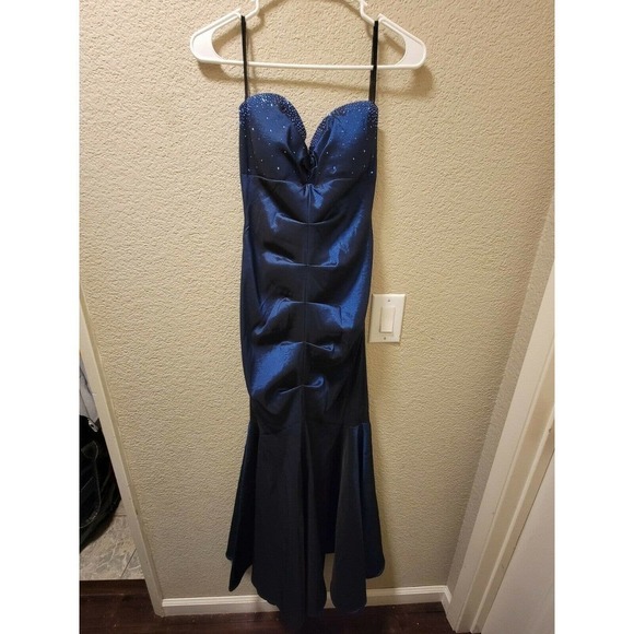 Jump Apparel Formal Dress Blue With Jeweled Bust Size 3/4 Made In The USA - Picture 2 of 4
